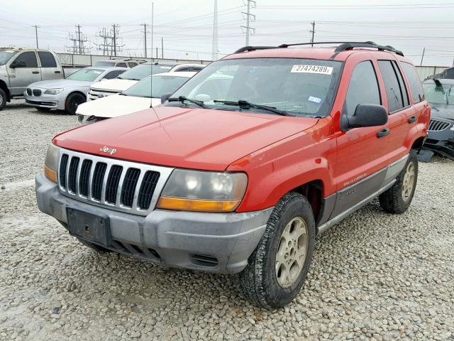 1J4GW48SXYC213925 - 2000 JEEP GRAND CHER RED photo 2