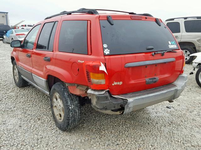 1J4GW48SXYC213925 - 2000 JEEP GRAND CHER RED photo 3