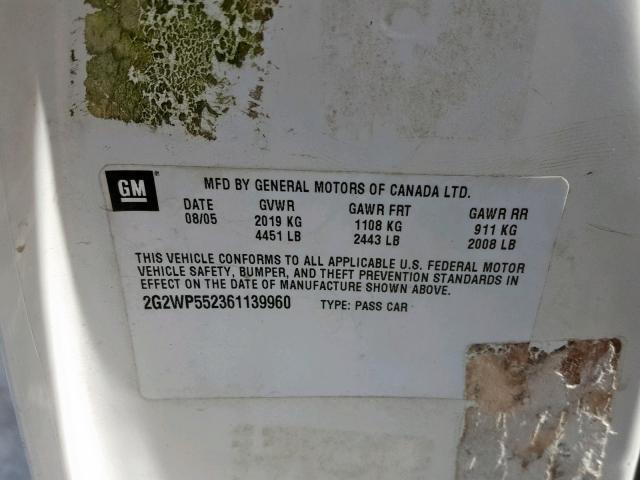 2G2WP552361139960 - 2006 PONTIAC GRAND PRIX 白色 照片 10