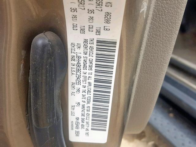 1J8HH48K86C294255 - 2006 JEEP COMMANDER TAN photo 10