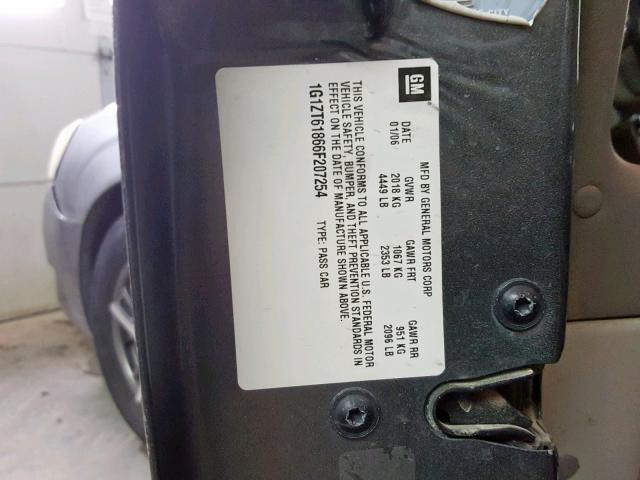 1G1ZT61866F207254 - 2006 CHEVROLET MALIBU MAX ნაცრისფერი ფოტო 10