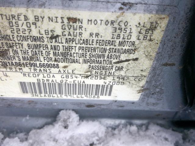 3N1AB61E99L669088 - 2009 NISSAN SENTRA 2.0 GRAY photo 10