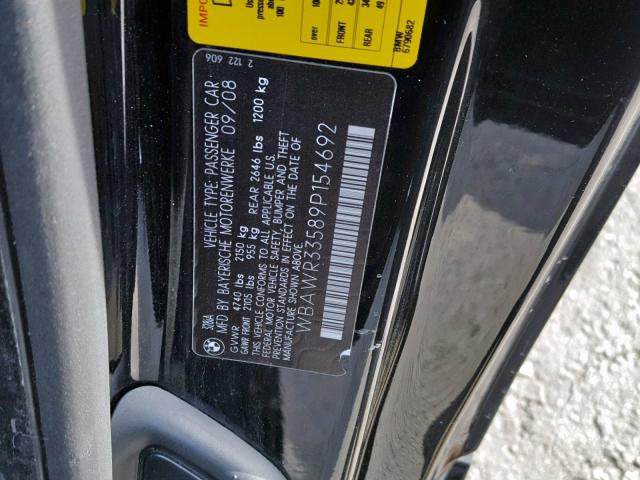 WBAWR33589P154692 - 2009 BMW 328 I SULE BLACK photo 10