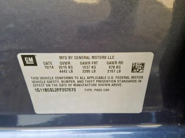 1G11B5SL2FF207670 - 2015 CHEVROLET MALIBU LS BLUE photo 10