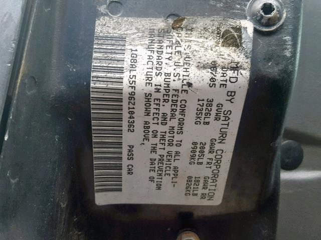 1G8AL55F96Z104362 - 2006 SATURN ION LEVEL GRAY photo 10