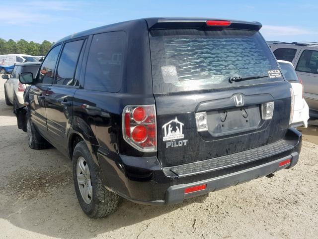 5FNYF28177B007887 - 2007 HONDA PILOT LX BLACK photo 3