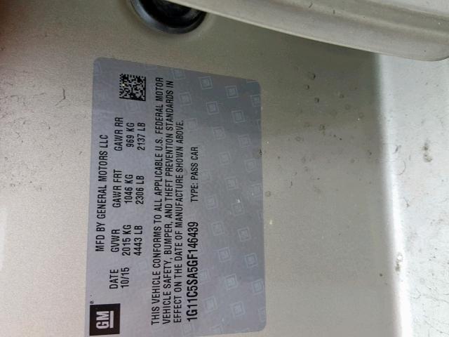 1G11C5SA5GF146439 - 2016 CHEVROLET MALIBU LIM 米色 照片 10