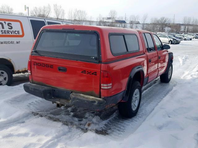 1B7HG2AN81S251150 - 2001 DODGE DAKOTA QUA RED photo 4