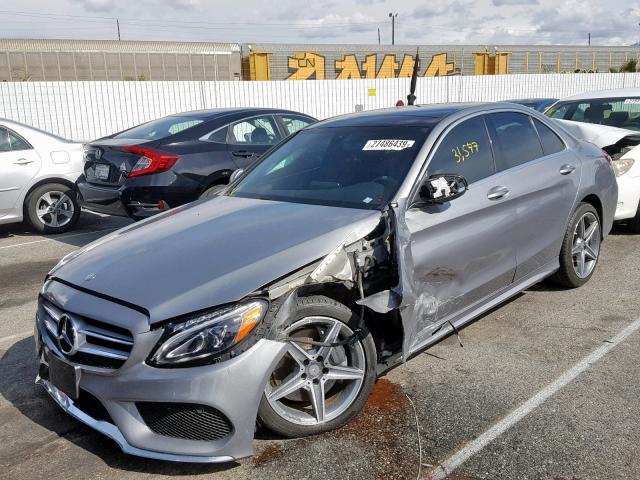 55SWF4KB6FU011401 - 2015 MERCEDES-BENZ C300 4 MAT GRAY photo 2