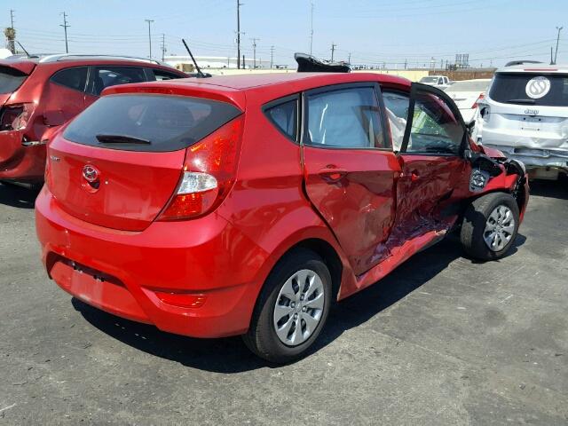 KMHCT5AE4GU274926 - 2016 HYUNDAI ACCENT SE RED photo 4