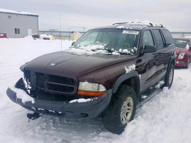 1D4HS38N03F583771 - 2003 DODGE DURANGO SP MAROON photo 2