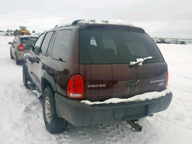 1D4HS38N03F583771 - 2003 DODGE DURANGO SP MAROON photo 3