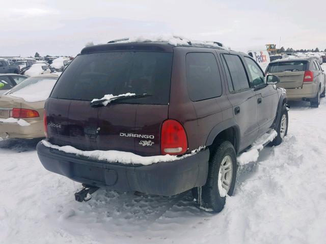 1D4HS38N03F583771 - 2003 DODGE DURANGO SP MAROON photo 4