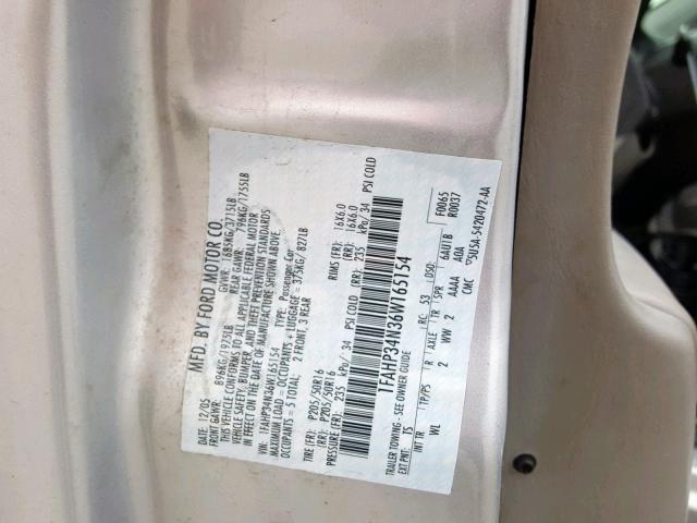 1FAHP34N36W165154 - 2006 FORD FOCUS ZX4 SILVER photo 10