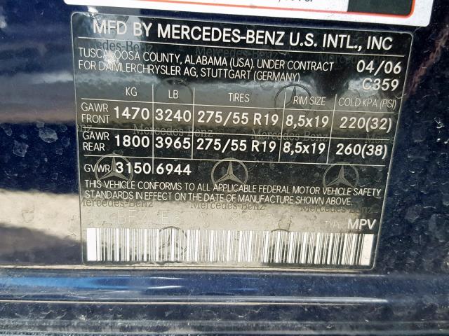 4JGBF71E37A118263 - 2007 MERCEDES-BENZ GL 450 4MA BLUE photo 10