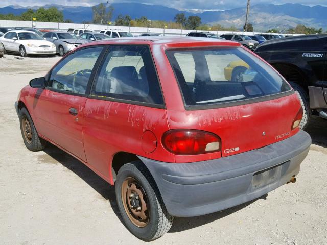 2C1MR226XV6722138 - 1997 GEO METRO RED photo 3