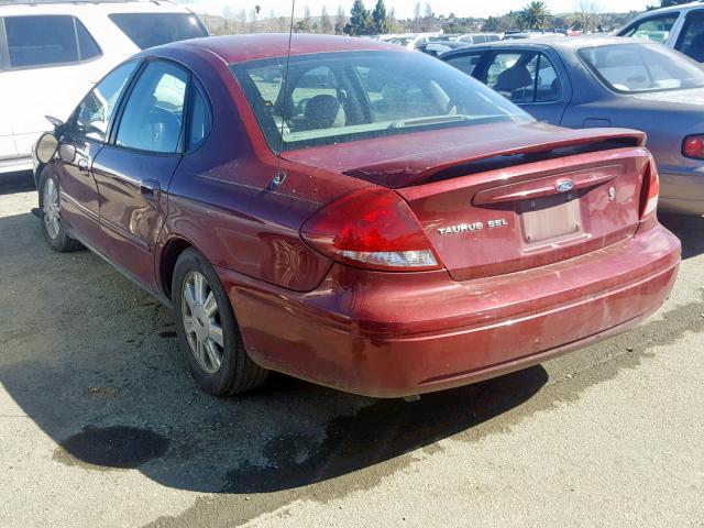 1FAFP56225A223949 - 2005 FORD TAURUS SEL RED photo 3