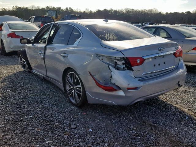 JN1AV7AR3EM703350 - 2014 INFINITI Q50 HYBRID SILVER photo 3