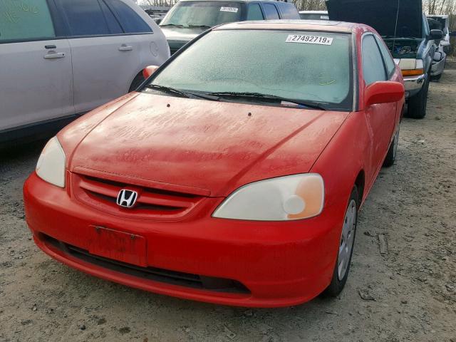 1HGEM21992L070408 - 2002 HONDA CIVIC EXL RED photo 2