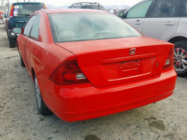 1HGEM21992L070408 - 2002 HONDA CIVIC EXL RED photo 3