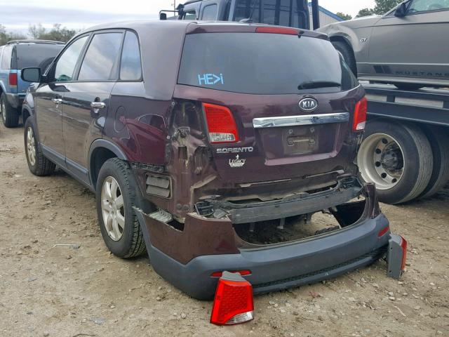 5XYKT3A12BG039498 - 2011 KIA SORENTO BA MAROON photo 3