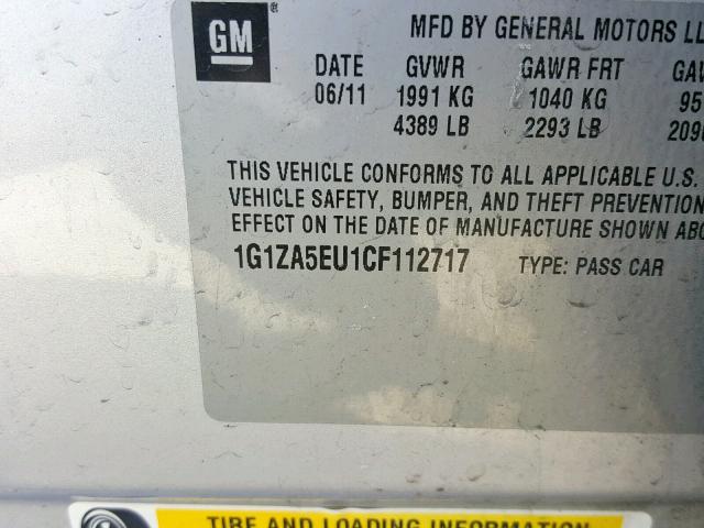 1G1ZA5EU1CF112717 - 2012 CHEVROLET MALIBU LS SILVER photo 10