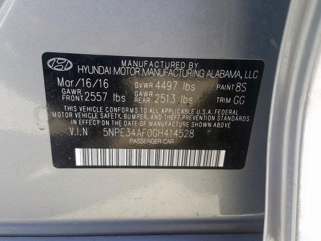 5NPE34AF0GH414528 - 2016 HYUNDAI SONATA SPORT  photo 10