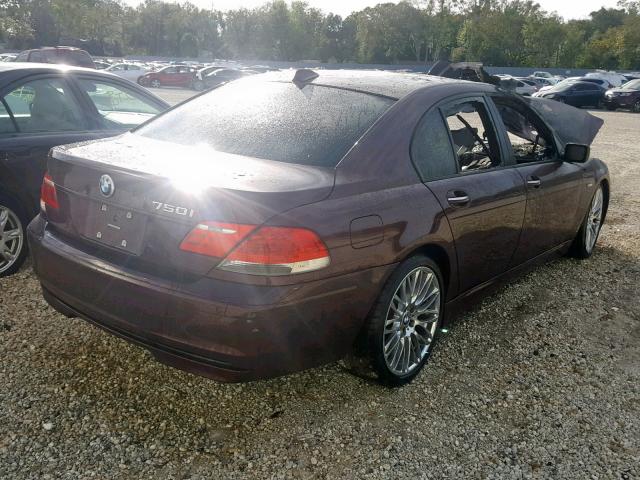 WBAHL83517DT10514 - 2007 BMW 750I MAROON photo 4