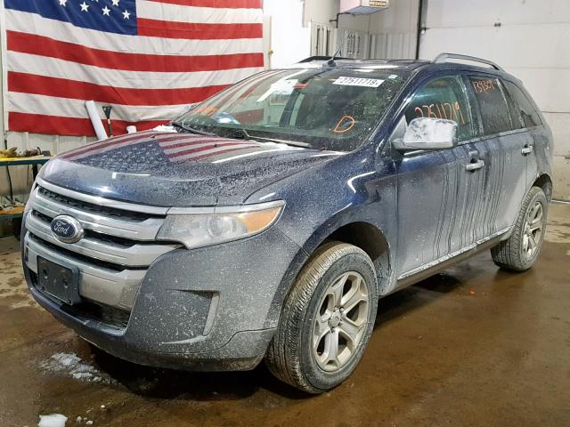 2FMDK4JCXBBA11001 - 2011 FORD EDGE SEL BLUE photo 2