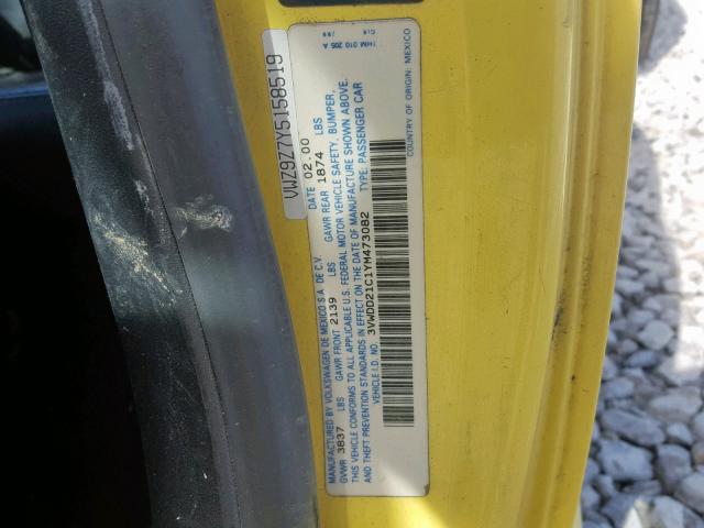 3VWDD21C1YM473082 - 2000 VOLKSWAGEN NEW BEETLE Gelb Foto 10