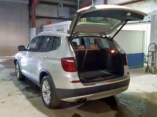 5UXWX7C51BL732627 - 2011 BMW X3 XDRIVE3 SILVER photo 3