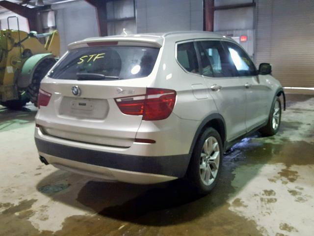 5UXWX7C51BL732627 - 2011 BMW X3 XDRIVE3 SILVER photo 4