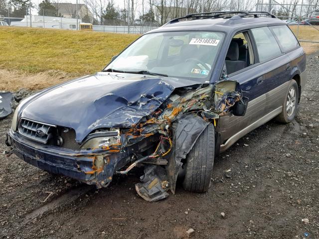 4S3BH675947629467 - 2004 SUBARU LEGACY OUT BLUE photo 2