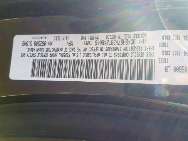 3D4GH67V39T248046 - 2009 DODGE JOURNEY R/ BLACK photo 10