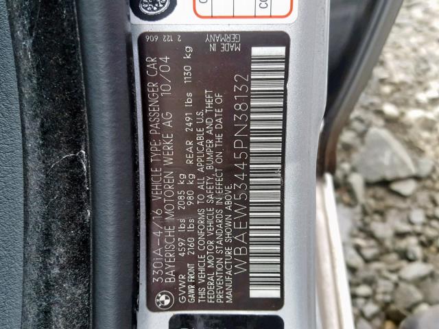 WBAEW53445PN38132 - 2005 BMW 330 XI SILVER photo 10