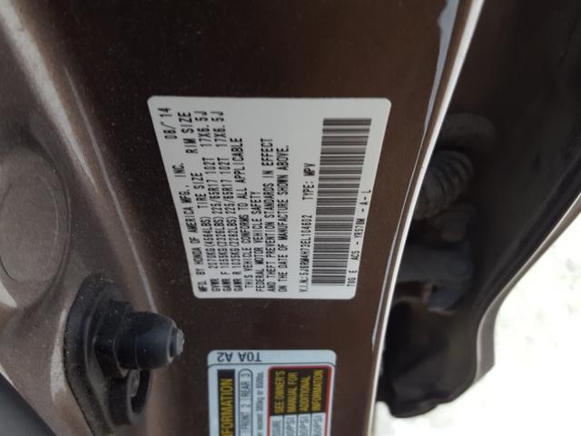 5J6RM4H73EL104602 - 2014 HONDA CR-V EXL  photo 10