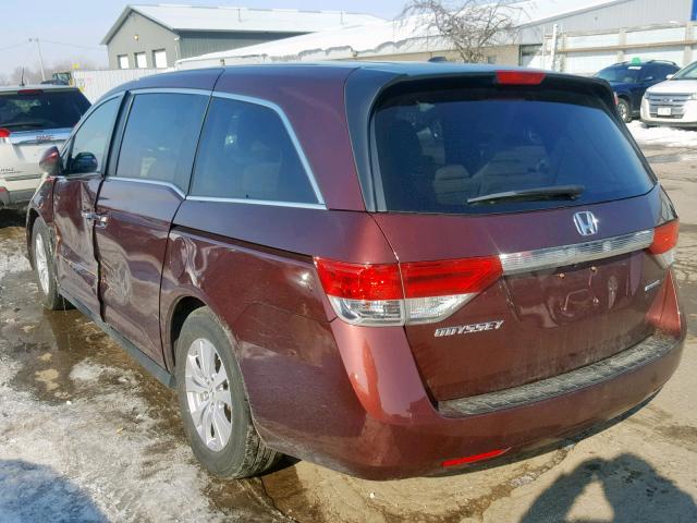 5FNRL5H30GB104574 - 2016 HONDA ODYSSEY SE BURGUNDY photo 3