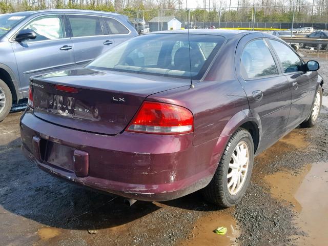 1C3EL46X23N505624 - 2003 CHRYSLER SEBRING LX BURGUNDY photo 4