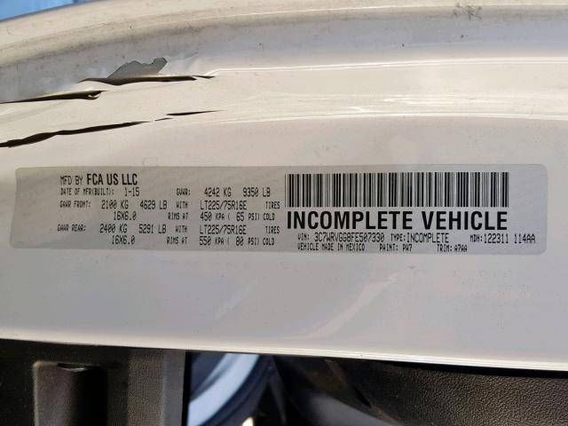 3C7WRVGG8FE507330 - 2015 RAM PROMASTER 白色 照片 10