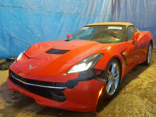 1G1YF3D72K5108628 - 2019 CHEVROLET CORVETTE S RED photo 2