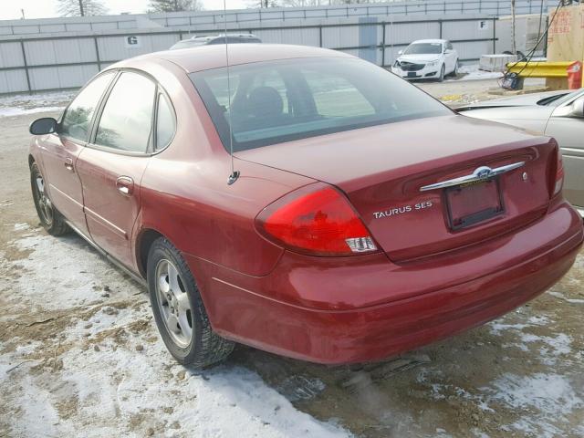 1FAFP552X2G228164 - 2002 FORD TAURUS SES RED photo 3