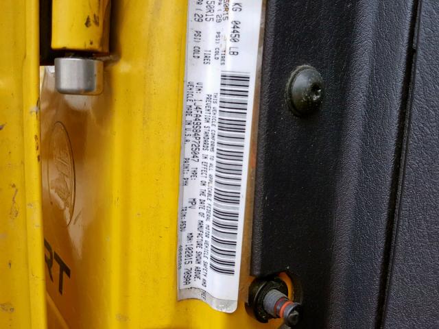 1J4FA49S84P725047 - 2004 JEEP WRANGLER / YELLOW photo 10