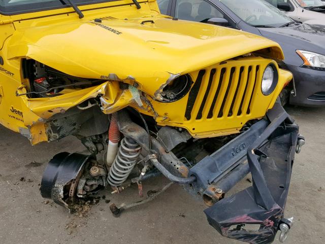 1J4FA49S84P725047 - 2004 JEEP WRANGLER / YELLOW photo 9