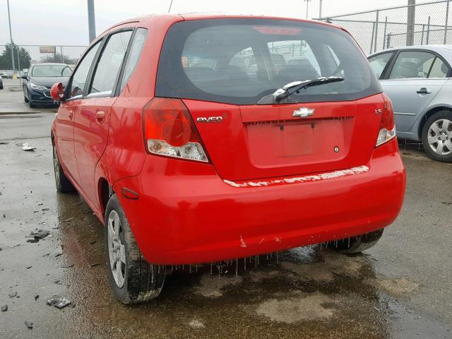 KL1TD66647B706619 - 2007 CHEVROLET AVEO BASE Қызыл фото 3