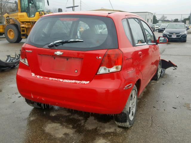 KL1TD66647B706619 - 2007 CHEVROLET AVEO BASE Қызыл фото 4