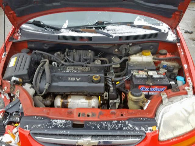 KL1TD66647B706619 - 2007 CHEVROLET AVEO BASE Қызыл фото 7