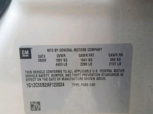 1G1ZC5EB2AF120024 - 2010 CHEVROLET MALIBU 1LT GOLD photo 10