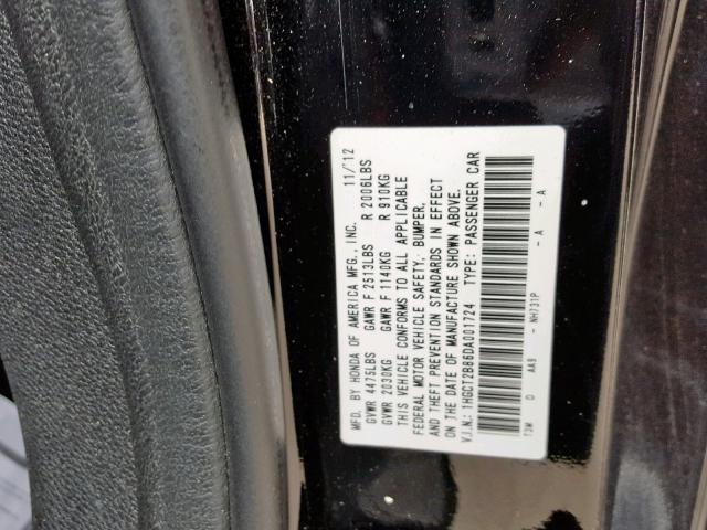 1HGCT2B86DA001724 - 2013 HONDA ACCORD EXL BLACK photo 10