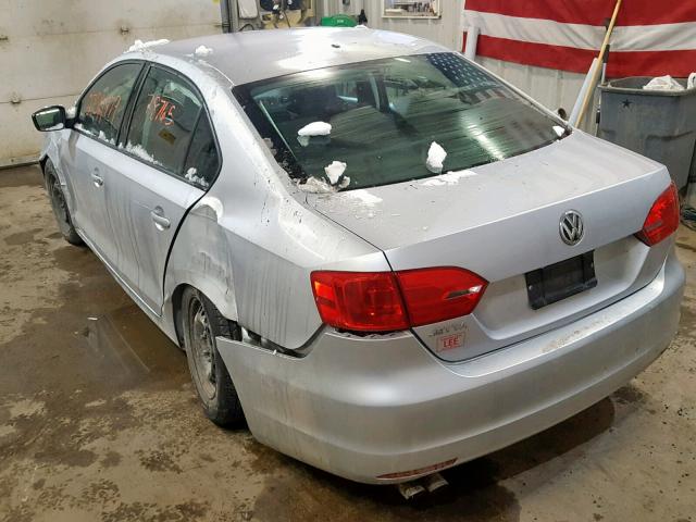 3VW2K7AJ5EM242092 - 2014 VOLKSWAGEN JETTA BASE SILVER photo 3