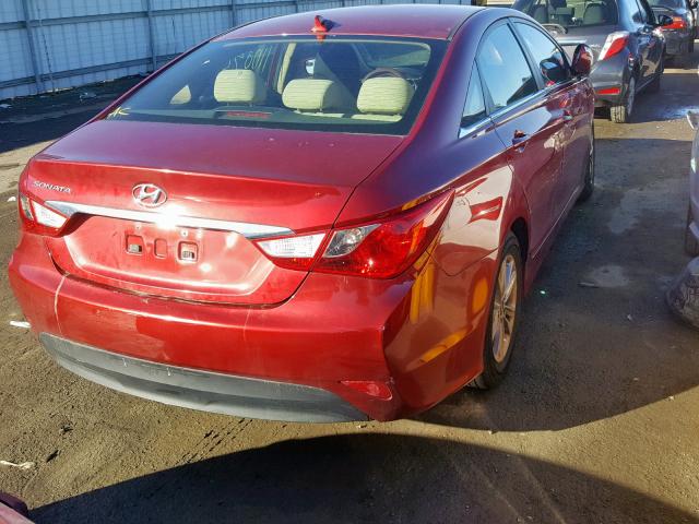 5NPEB4AC1EH943265 - 2014 HYUNDAI SONATA GLS RED photo 4